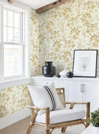 Erfoni 16.9" x118" Boho Floral Peel and Stick Wallpaper Yellow Brown Flower - Image 3