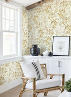 Erfoni 16.9" x197" Yellow Brown Floral Peel and Stick Wallpaper Boho Floral - Image 6