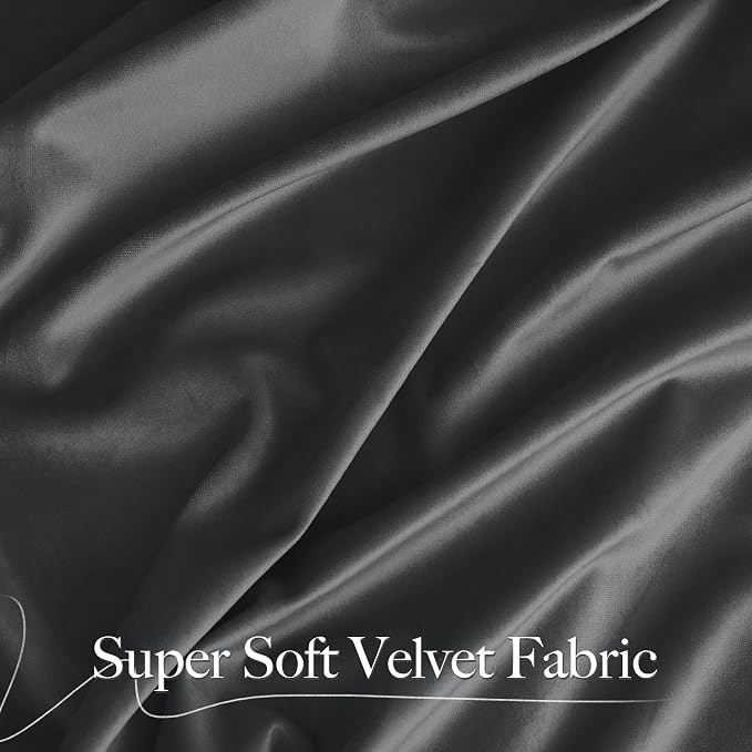 NICETOWN Grey Luxury Velvet Curtain Panels, Home Decoration Window Treatment - Image 2