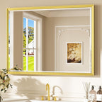 Keonjinn Gold Bathroom Mirror 40" x 30", Tempered Glass by Keonjinn