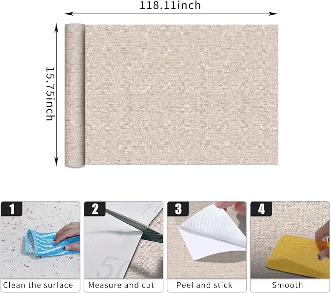 Beige Grasscloth Wallpaper Peel and Stick Contact Paper 15.75inchx118.11inch - Image 9