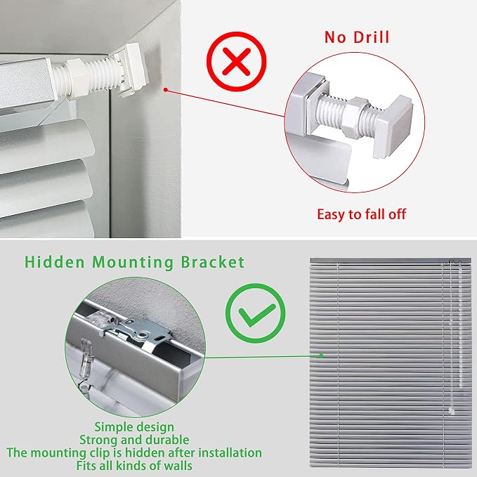 YIIBAII Mini Blinds Suitable for 47.5" W x 64" H Windows 1" Aluminum Horizontal - Image 2