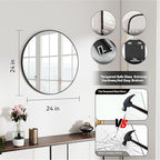 SCWF-GZ 24" Round Mirror Circle Wall Mounted Hanging or Against Wall Aluminum - Image 3