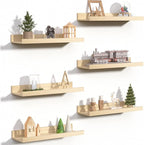 upsimples Floating Shelves for Wall, Wall Shelves for Decor Storage Set of 6 by upsimples