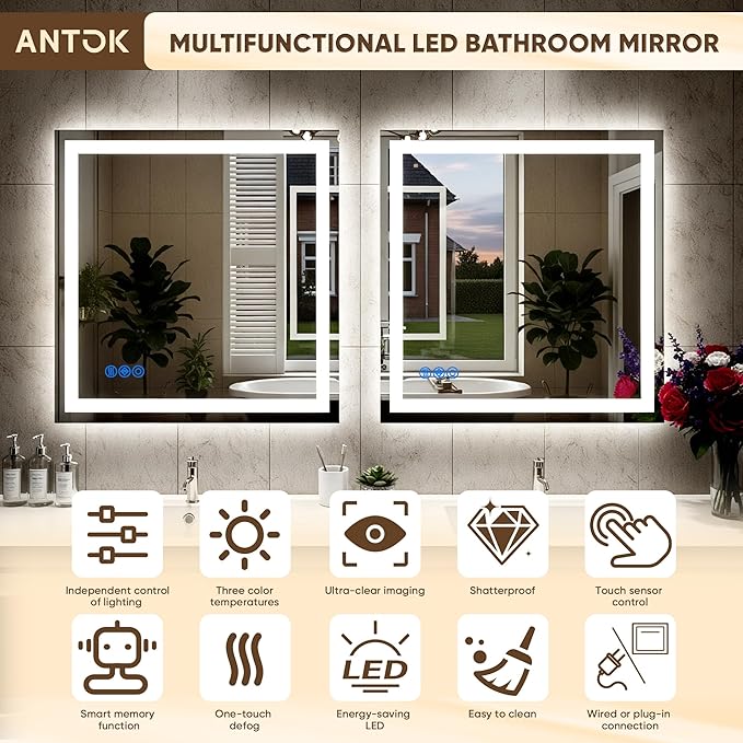 Antok 72"x 36" LED Bathroom Mirror - Image 9