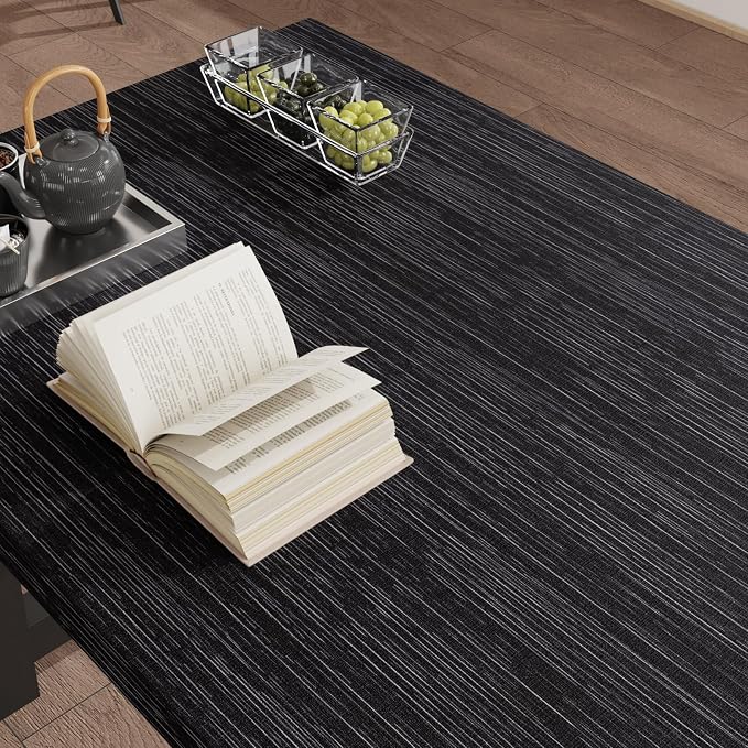 CRE8TIVE Black Grasscloth Wallpaper Peel and Stick Textured Black Wallpaper - Image 5