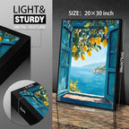 Black Framed Canvas Wall Art Posters Mediterranean Window View Coastal Lemon - Image 2