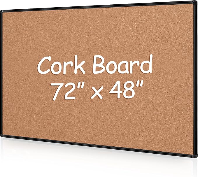 Extra Large Cork Bulletin Board 72" X 48", Wall Mounted Notice Pin Board by Justdowhatyouwanttodo