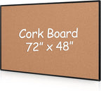 Extra Large Cork Bulletin Board 72" X 48", Wall Mounted Notice Pin Board by Justdowhatyouwanttodo