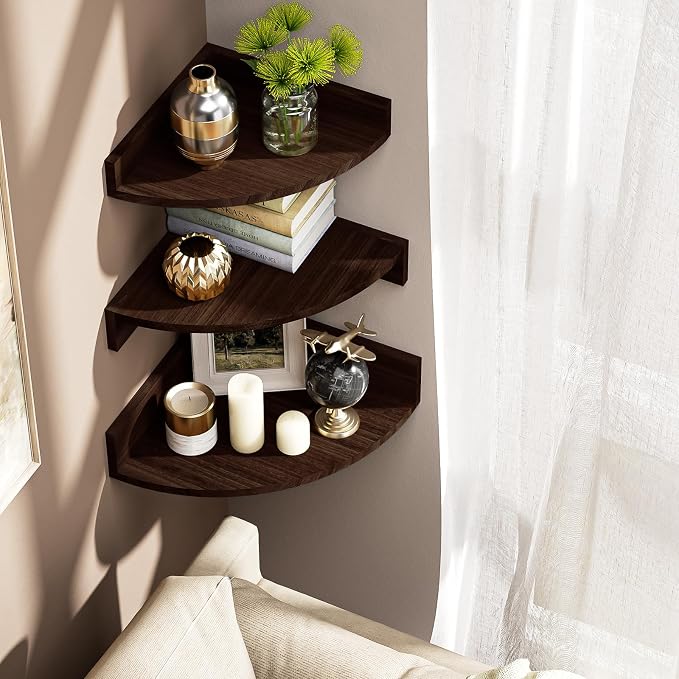 Alsonerbay Corner Shelf Wall Mount, Rustic Wood Shelves - Image 7