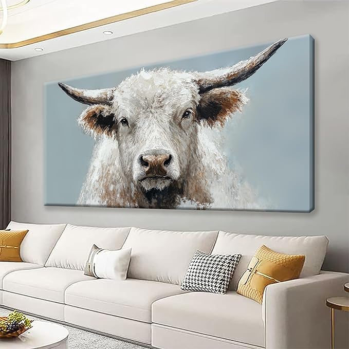 Highland Cow Wall Art For Living Room Large Size Animal Canvas Art Wall Decor by Suconvng