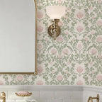 YXTII 590.5" × 17.3" Floral Wallpaper Peel and Stick Pink and Green Wallpaper - Image 2