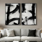 Framed Black and White Abstract Wall Art Set of 2 by MXART