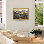 Vintage Boho Mountain Wall Art, Framed Landscape Canvas Wall Art, Nature Forest - Image 5