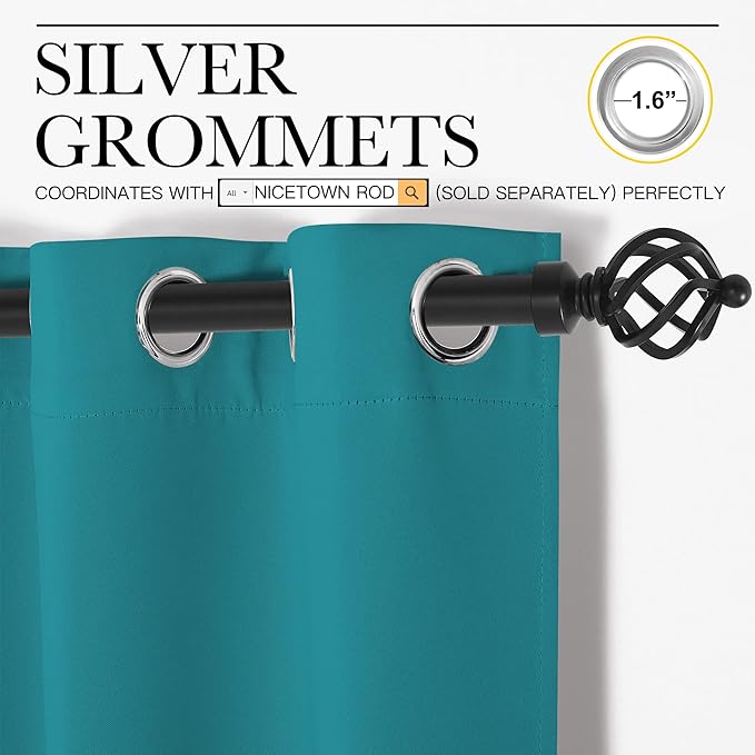 NICETOWN Room Darkening Curtains 78 inch Length 2 Panels, Thermal Insulated - Image 3