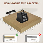 Vivelove 12 Inch Deep Floating Shelves 12 inch Long, 2 Inch Thick Wall Shelves - Image 3