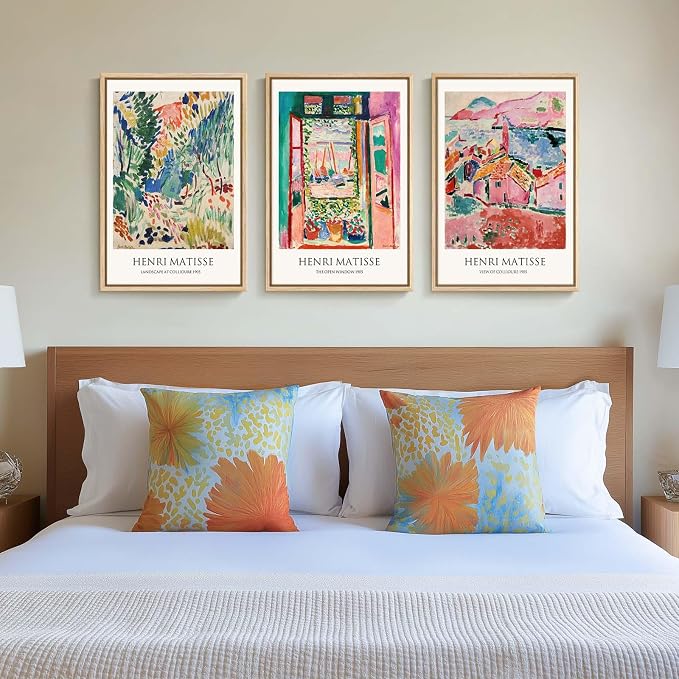 Framed Vintage Matisse Wall Art, Large Set of 3 Piece Colorful Canvas Artwork - Image 4
