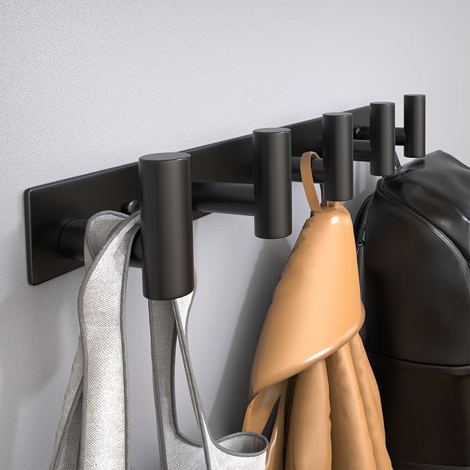 Coat Rack Wall Mounted with 5 Hooks, Heavy Duty Stainless Steel Wall Hooks - Image 3