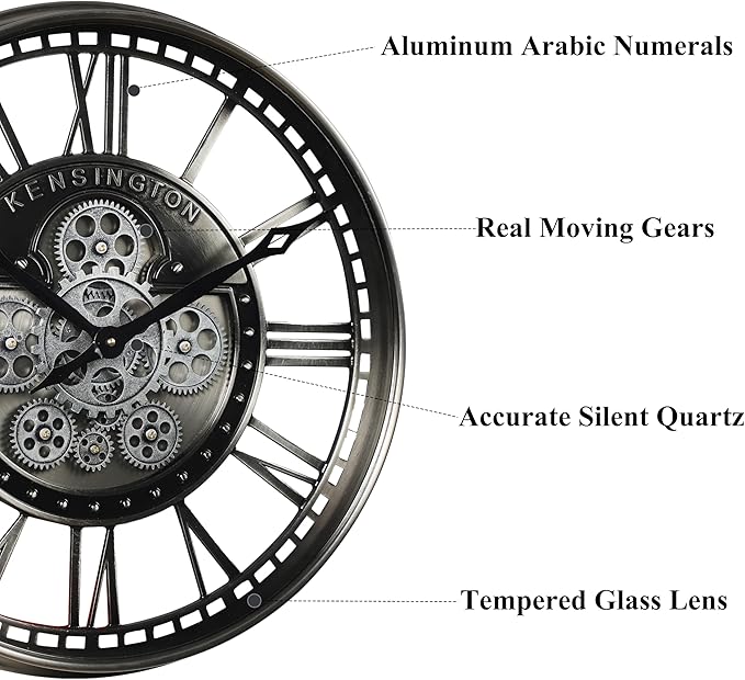 CLXEAST 21 Inch Modern Moving Gears Wall Clock - Image 2