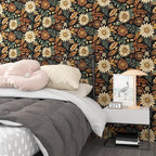Vintage Boho Wallpaper Peel and Stick, Retro Flower Botanical Wall Paper Self - Image 2