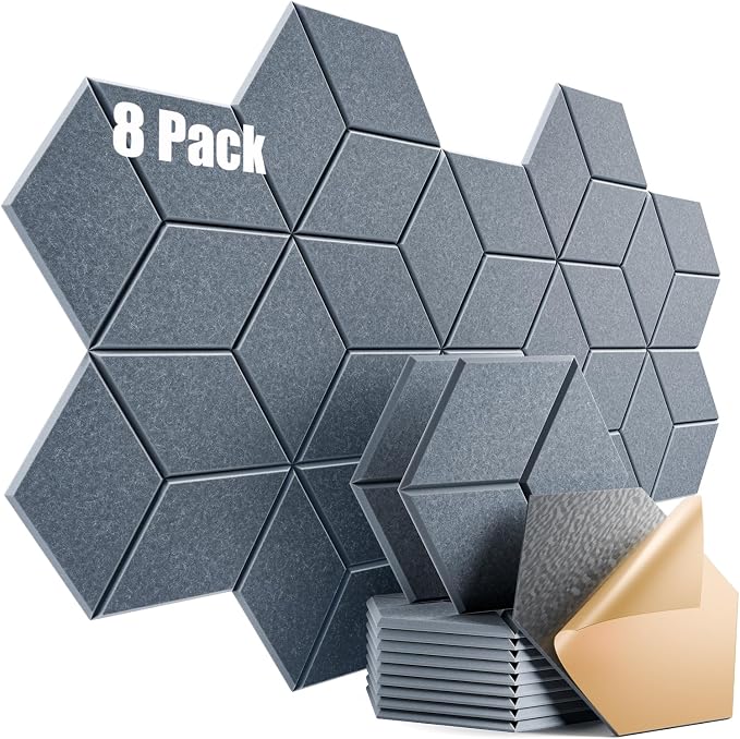 8 Pack Self-Adhesive Acoustic Panels 12" X 10" X 0.4" by Dailycooper