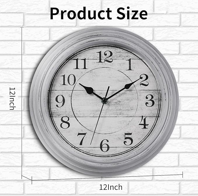 Wall Clock, 12 Inch Kitchen Decorative Wall Clock, Silent Wall Cocks Battery - Image 2