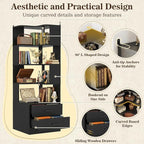 Armocity Corner Bookshelf with Drawers, 7 Tier Corner Book Shelf Display - Image 4