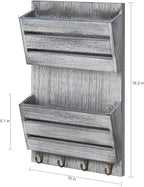 BTY Mail Sorter Wall Mounted, Wooden Mail Holder - Image 2