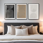 Large Framed Boho Neutral Abstract Wall Art, 3 Piece Modern Art Prints - Image 4