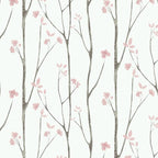 Timeet 197"x16" Floral Wallpaper Peel and Stick Wallpaper White and Pink by Timeet