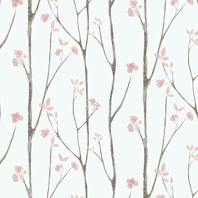 Timeet Floral Wallpaper White and Pink Wall Paper Peel and Stick Modern Contact by Timeet