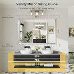60x40 Inch Brushed Silver Bathroom Mirror - Image 2