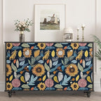 Blue Wallpaper Peel and Stick, Vintage Boho Floral Contact Paper, 17.5" x - Image 3