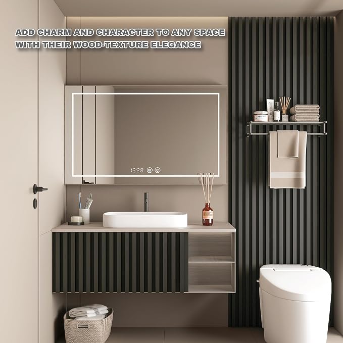 Wood Slat Wall Panels 8 Pack 96x6.3in Modern Black WPC Panels - Image 4