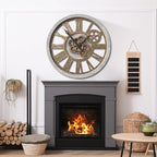 B-Style Large Wall Clock 18 Inch Moving Gear Oversized Vintage Farmhouse Rustic - Image 6