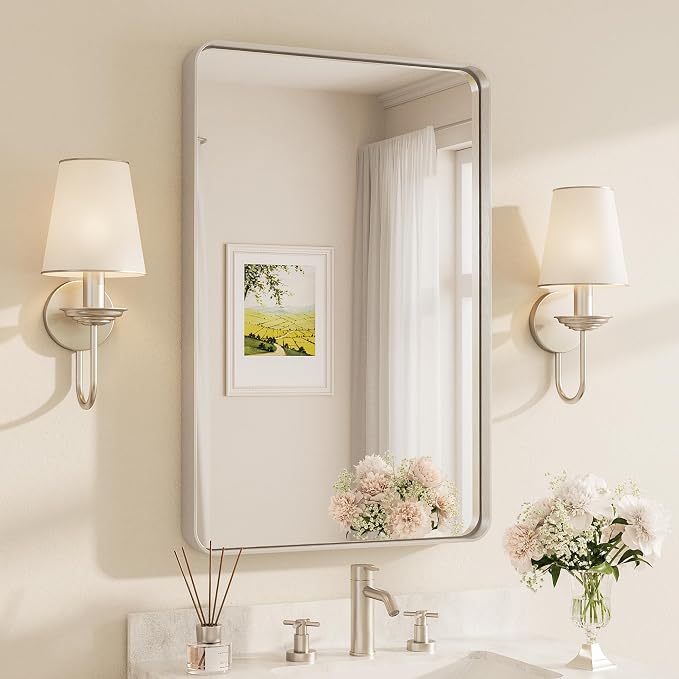 TETOTE Brushed Nickel Bathroom Mirror 24 x 36 Inch by TETOTE