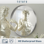 TETOTE Silver Round Mirror for Bathroom, 30 Inch Modern Circle Mirrors - Image 4