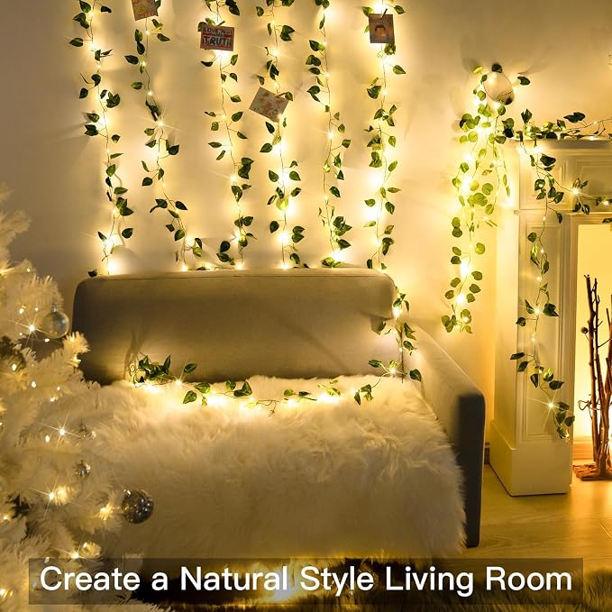 suddus Vine with Fairy Lights Battery Operated, 33ft100 LED Pothos String - Image 6
