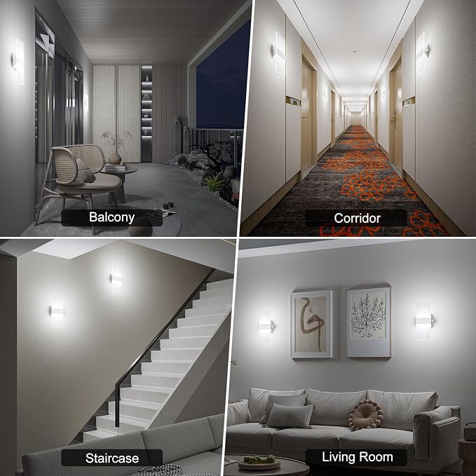 ChangM Modern Wall Sconces Set of Two, 12W Acrylic Led Wall Light, Equipped - Image 8