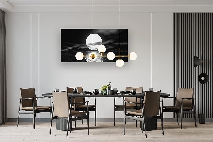 Cao Gen Decor Art S06450 Wall Art Canvas Sea White Full Moon in Night Picture - Image 5