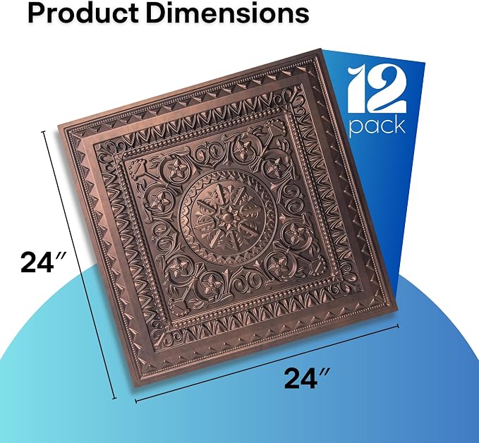 Art3d 12-Pack PVC Drop Ceiling Tiles, 2ft x 2ft, Rose Copper - Image 2