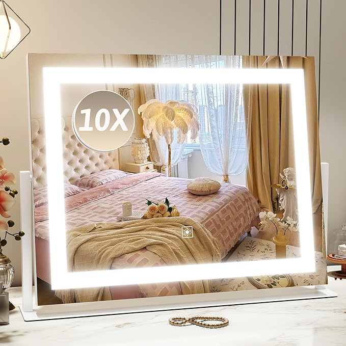 ROLOVE Vanity Mirror with Lights 22"x18", Lighted Makeup Mirror with 10X by ROLOVE