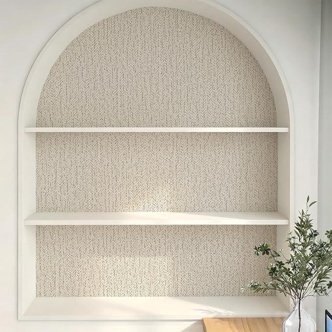 Grasscloth Peel and Stick Wallpaper Gray Faux Linen Contact Paper 15.7inch x - Image 5