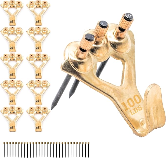 PHS 100 lb Picture Hanging Hooks – Heavy Duty Picture Hangers, 100 Pack Frame by PictureHangSolutions