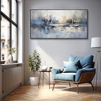 Abstract Wall Art Wall Decor Blue and Gray White Modern Canvas Art Print - Image 5