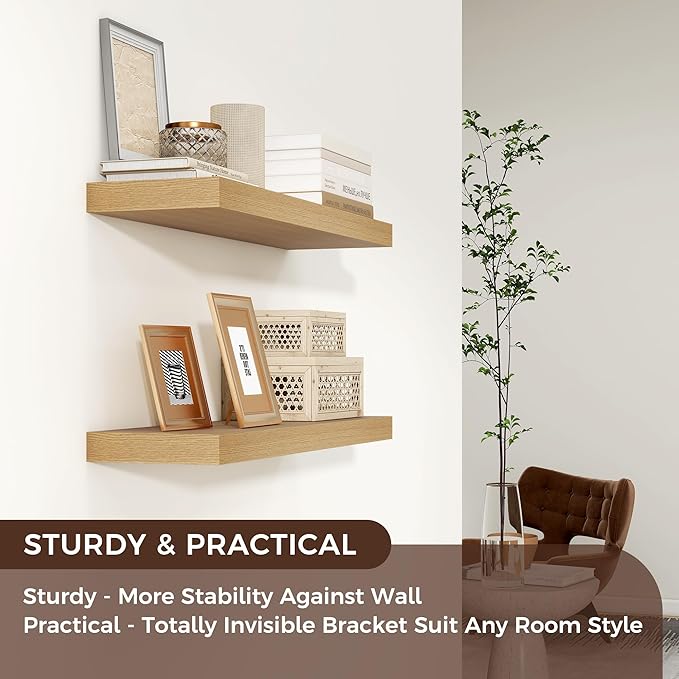 Venusmiles Floating Shelves for Wall 24 inch Long, Engineered Wood Wall Shelves - Image 4