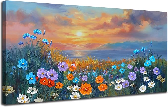 Ardemy Landscape Wall Art for Living Room Sunset Flower Large 40"x20", Canvas by Ardemy