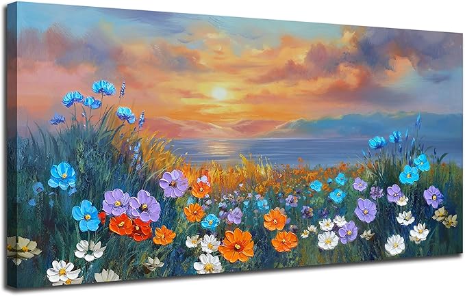 Ardemy Landscape Wall Art for Living Room Extra Large Wildflower Pictures Wall - Image 2