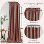 NICETOWN Dusty Rose Pink Velvet Curtains 96 inches Long - Image 3