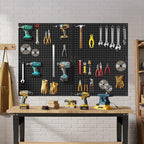 Peg Board, 4 Pack Metal Pegboard Panels Black Pegboards Wall Organizer - Image 9